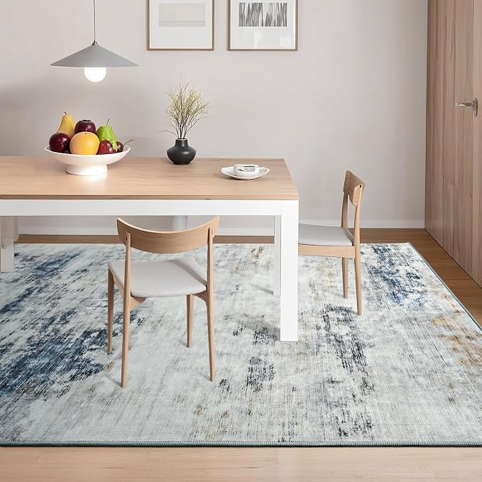 Toneed Abstract Area Rug Modern Washable Rug Soft Non Slip Rug Low Pile - Image 3