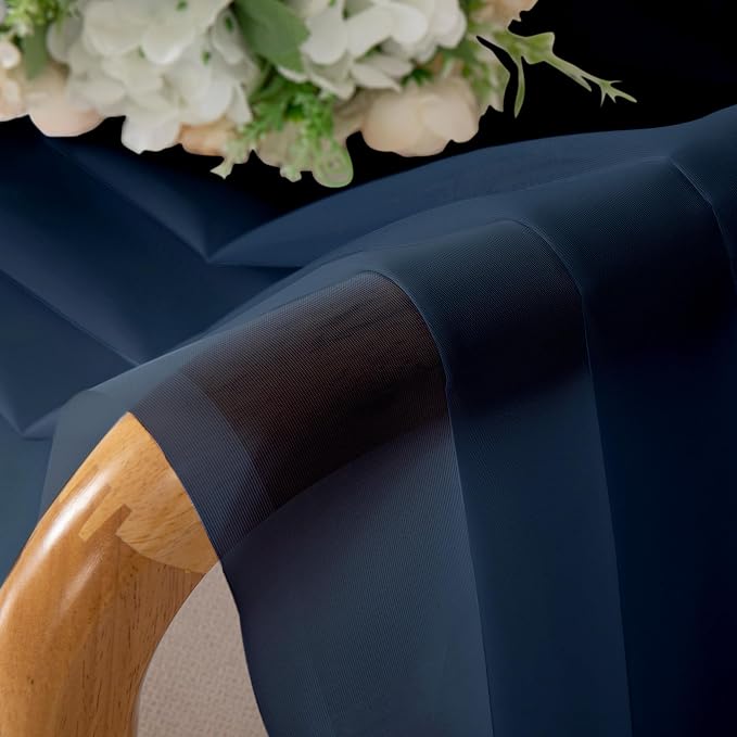 Chyhomenyc Navy Blue Sheer Curtains 84 Inches Long 2 Panels Set - Image 4
