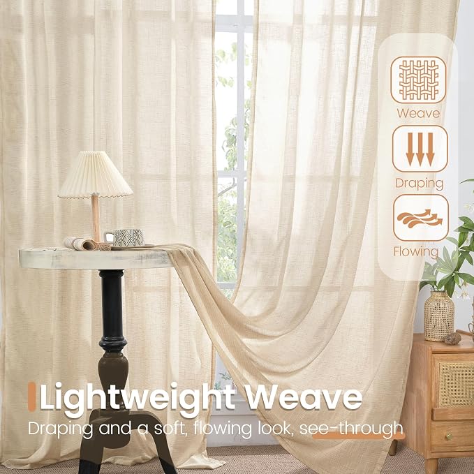 BGment Natural Linen Curtains 96 Inches Long - Image 4