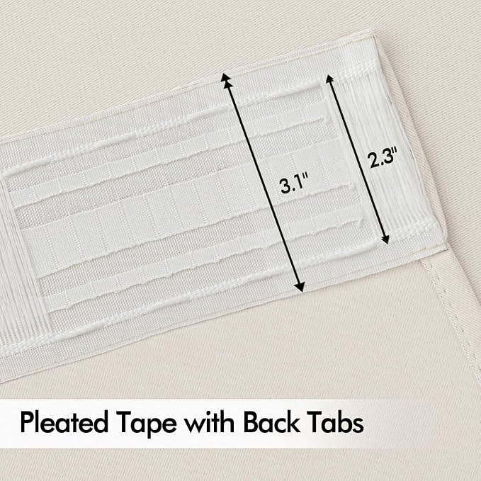 MIULEE Ivory Back Tab Blackout Curtains 102 Inch Long 2 Panels Set - Image 4