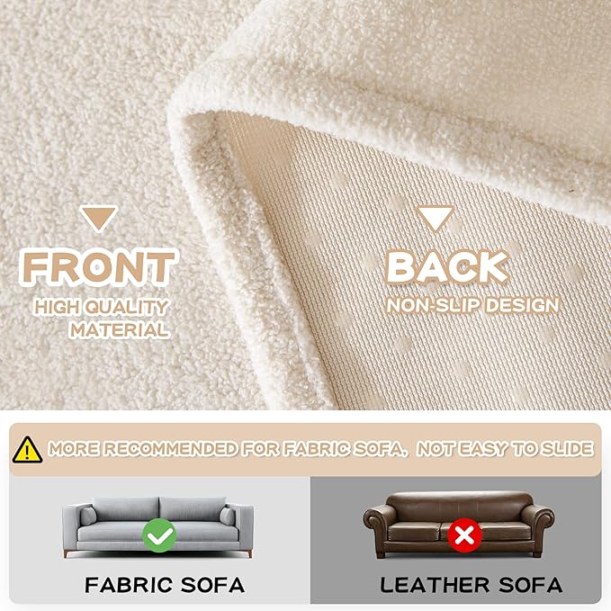 MYSKY HOME White Couch Covers, Sofa Covers for 3 Cushion Couch Sofa Pet Friendly, Dog Couch Cover Furniture Protector Cover, Non Slip Soft Sofa Cover, Sofa Covers Washable, 91" x 118"