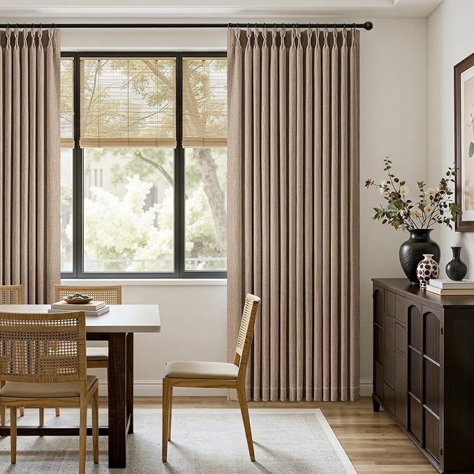 MIULEE Pinch Pleated Thick Linen Curtains 108 Inches Long 2 Panels - Image 5