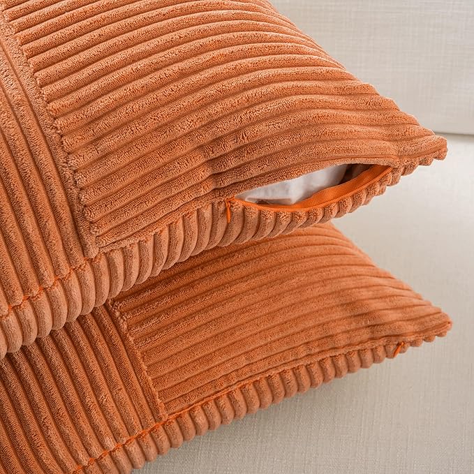 Fancy Homi 2 Packs Orange Euro Decorative Throw Pillow Covers 26x26 Inch - Image 4
