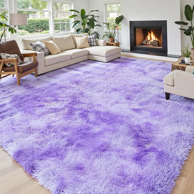 Area Rugs 9x12 Living Room, Large Area Rug Shag Shaggy Carpet Soft Plush Furry by Junhejiamei