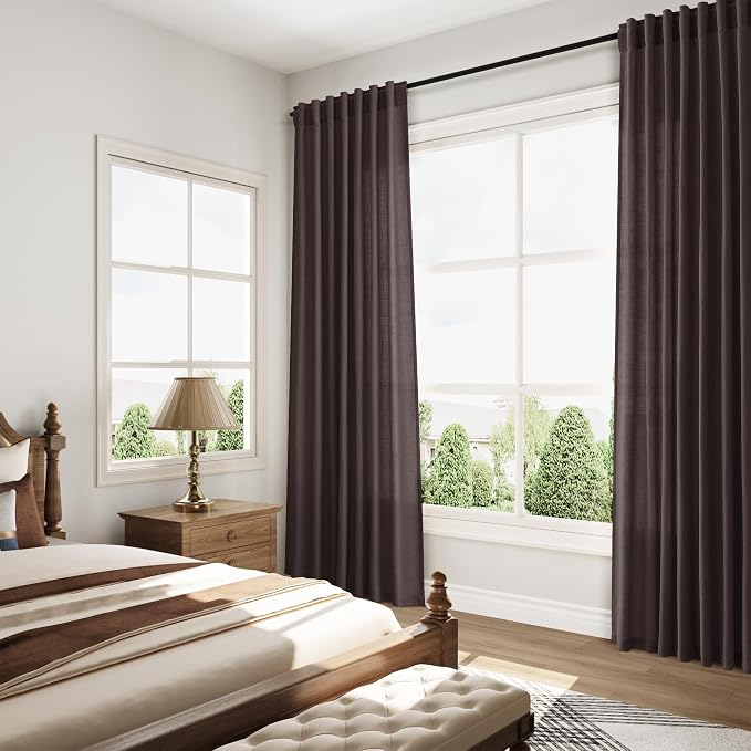 Cocoa Coffee Linen Curtains 72 Inch Long - Image 8