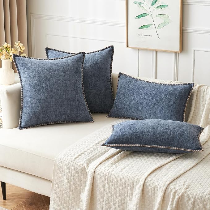 MIULEE Pack of 2 Couch Throw Pillow Covers 20x20 Inch Dark Grey Blue Farmhouse - Image 5