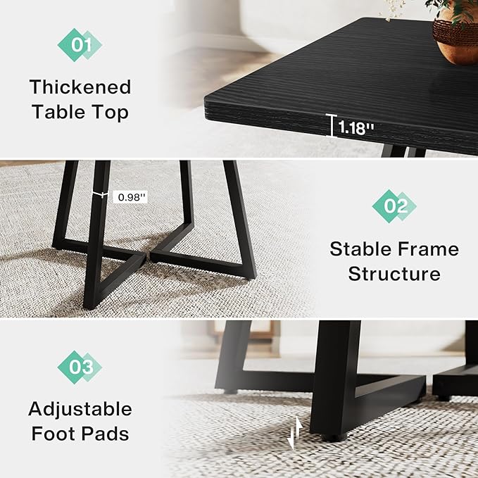 Tribesigns Square Dining Table for 2, 31.5" Industrial Dinner Table with Metal Base, Kitchen Table for Dining Room, Small Space, Apartment