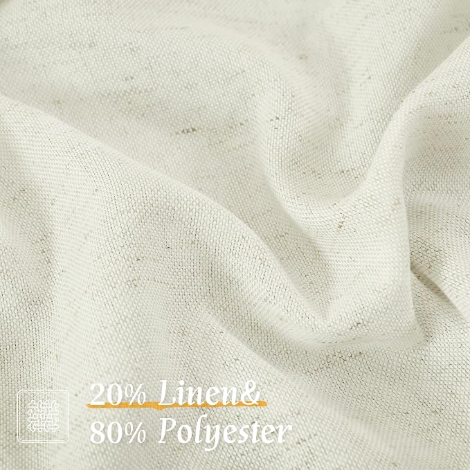 LAMIT Natural Linen Curtains for Bedroom, 72 Inch Faux Linen Textured Light - Image 2