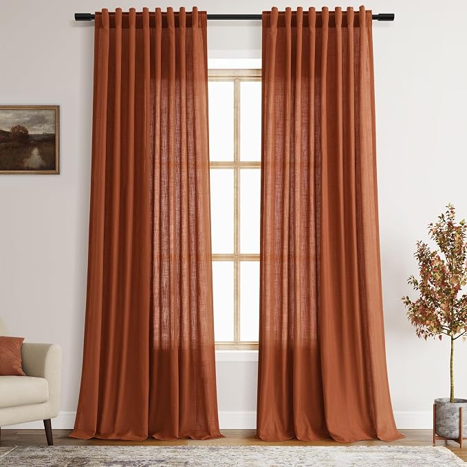Nanspring Extra Long Linen Curtains 108 Inches Long 2 Panel Set Back Tab by Nanspring