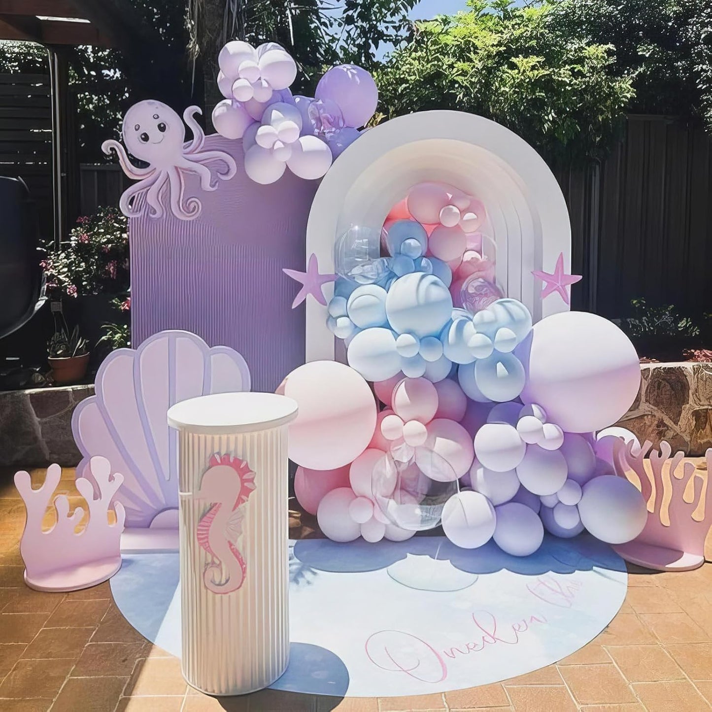 Mermaid Balloons, 50Pcs 12 Inchs Baby Pink Purple Blue Confetti Balloons for Girls Princess Birthday Ocean Theme Party Baby Shower Wedding Engagement Decorations