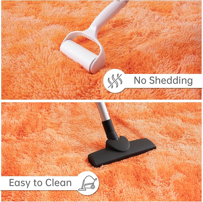 Goideal Fluffy Rug for Bedroom Living Room, 3x5 Orange Area Rugs, Faux Fur Shag - Image 7