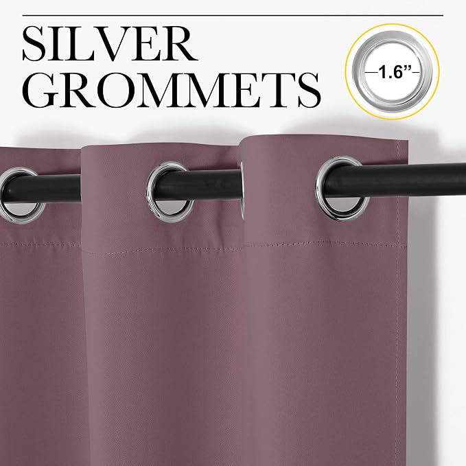 NICETOWN Bedroom Curtain Panels Blackout Draperies, Dry Rose, 1 Pair, 34 by - Image 3