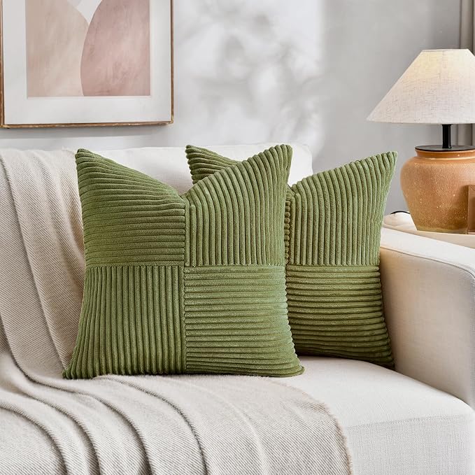 Fancy Homi 2 Packs Moss Green Samll Decorative Throw Pillow Covers 14x14 Inch - Image 5