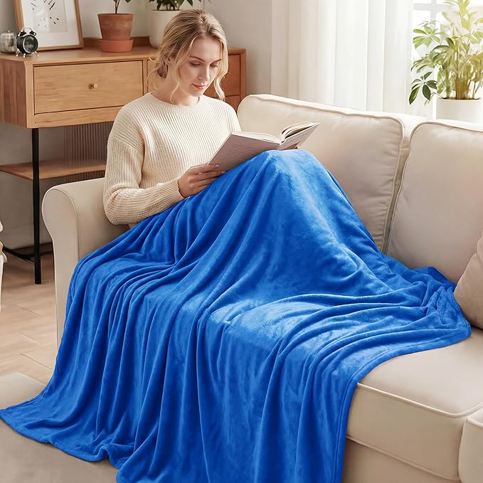 Exclusivo Mezcla Fleece Cobalt Blue Throw Blanket - Image 2