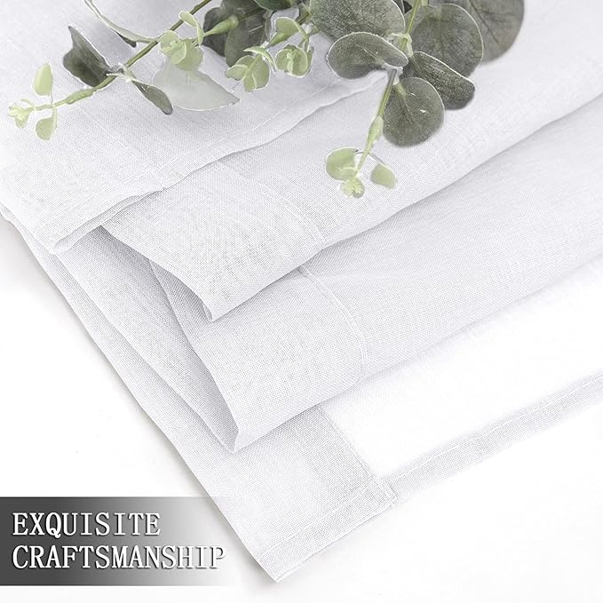 Tollpiz Short Sheer Curtains Living Room Linen Textured Curtain Sheers Light - Image 7