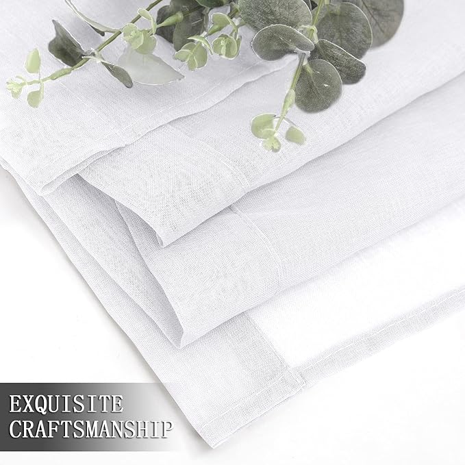Tollpiz Short Sheer Curtains Linen Textured Living Room Curtain Sheers Light - Image 7