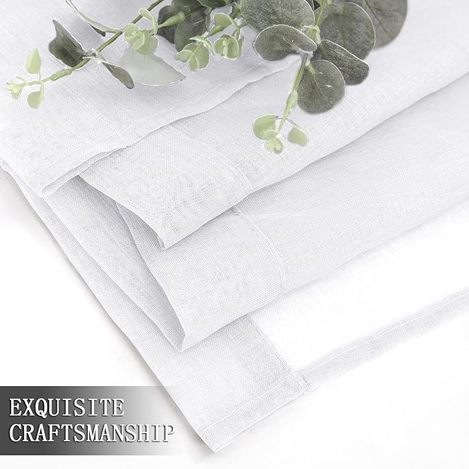 Tollpiz Short Sheer Curtain Living Room Linen Textured Curtains Sheer Light - Image 7