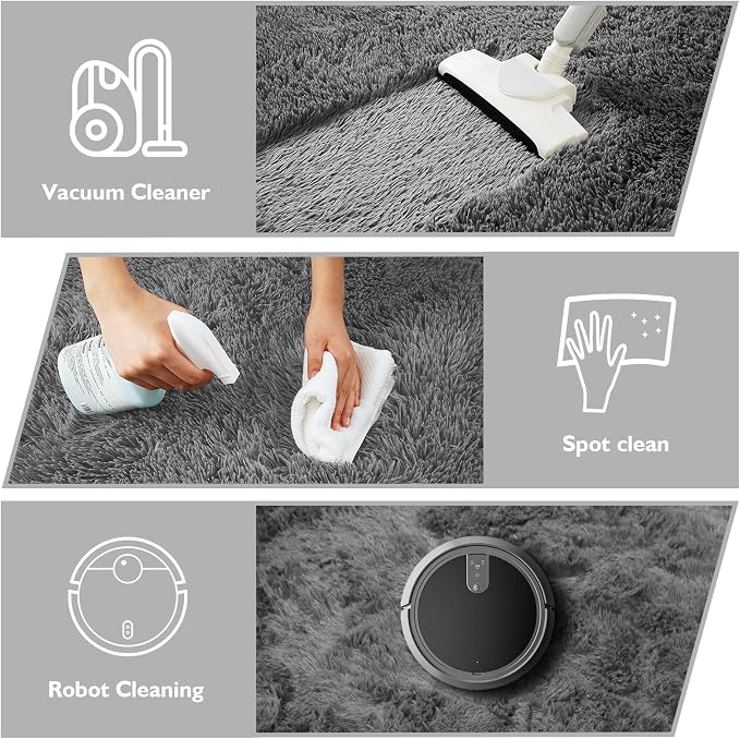 Shag Area Rug for Bedroom 4x6, Deep Grey Fluffy Area Rugs for Living Room - Image 5
