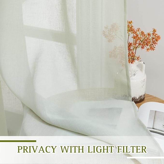 NICETOWN Flax Linen Sheer Curtains - Image 5