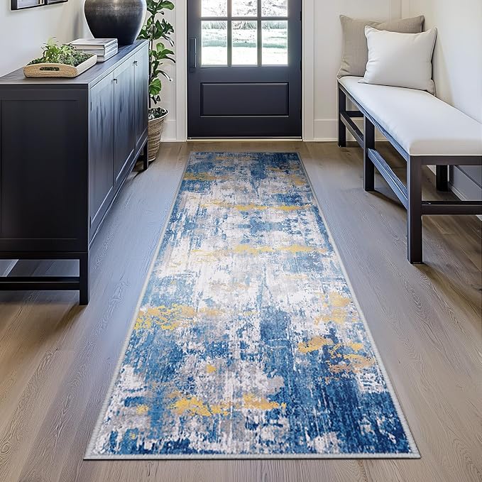 Washable Area Rugs 2'x6' Non-Slip Modern Abstract Soft - Image 3