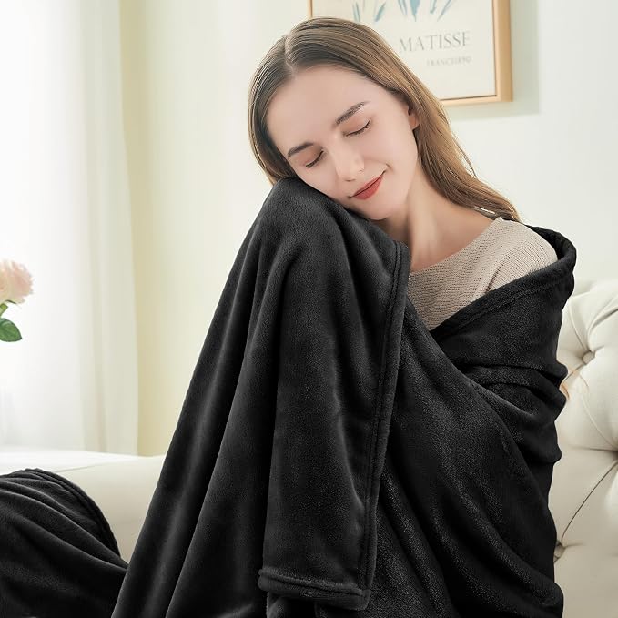 BEDELITE Fleece Blanket Black Throw Blankets - Image 2