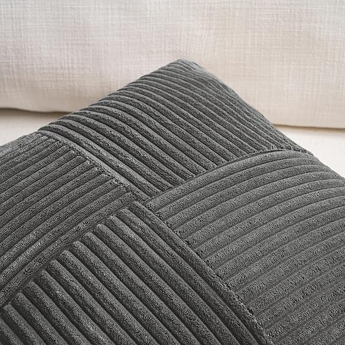 Fancy Homi 2 Packs Dark Gray Decorative Throw Pillow Covers 22x22 Inch - Image 3