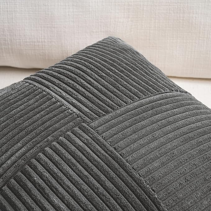 Fancy Homi 2 Packs Dark Gray Lumbar Decorative Throw Pillow Covers 20x28 Inch - Image 4