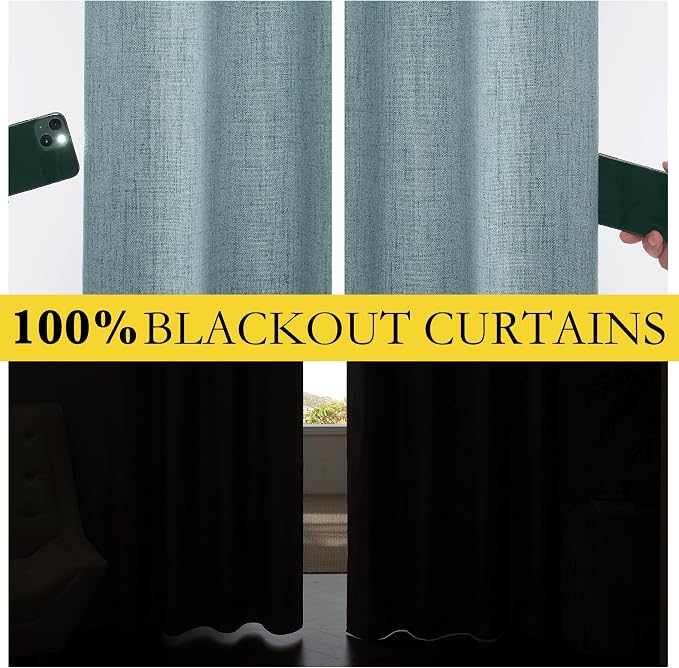 NICETOWN 100% Absolutely Blackout Linen Curtains - Image 2