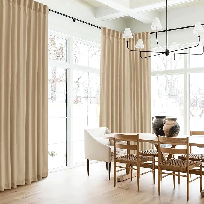 RYB HOME Boho Curtains 90 inches Long, Soft Linen Woved Lightweight Back Tab - Image 7