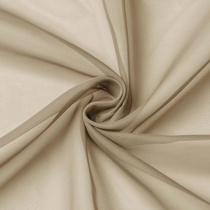 Kitchen Curtains 24 Inch Length Tier 2 Pieces, Taupe Sheer Curtain Solid Soft - Image 9