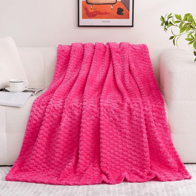Puncuntex Hot Pink Throw Blanket 50"×60" inches Gifts - Image 3