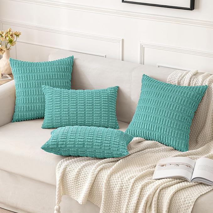 MIULEE Pack of 2 Corduroy Decorative Throw Pillow Covers 16x16 Inch Soft Boho - Image 2