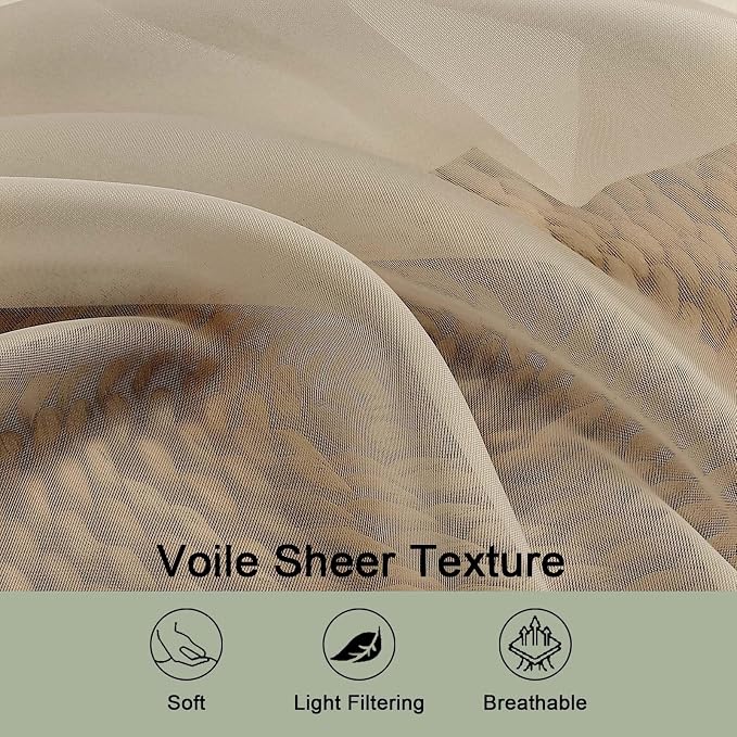 OWENIE Sheer Taupe Curtains 108 Inches Long - Image 5