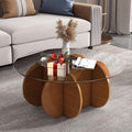 Glass Coffee Tables for Living Room Modern Elegant Round Coffee Table Mid Century Farmhouse Center Table with Solid Wood Frame and Tempered Glass Tabletop, Easy Assembly,31.5''