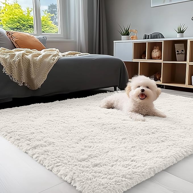 OLANLY 3x5 Machine Washable Small Bedside Rug, Soft Fluffy Shaggy Rugs by OLANLY