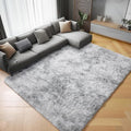 ONASAR Rugs for Living Room Bedroom, 5x8 Fluffy Tie-Dyed Light Grey Bedside by ONASAR