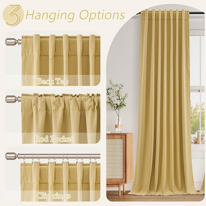 Guken 100% Blackout Curtains 120 Inch Length 2 Panels Set - Image 6