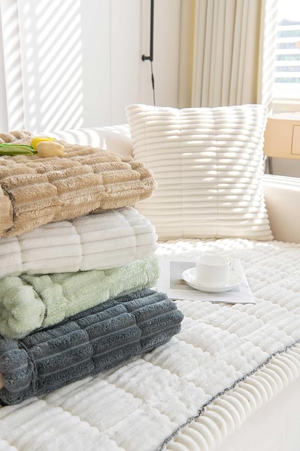 OTOB Dog Couch Covers for 3 Cushion Washable Non Slip Plush Pet Friendly Bed Mat Sofa Cover for Dogs, All Seasons Cozy Soft Fuzzy Furniture Protector Sofa Slipcovers (Coffee, 27.6" x 59.1")