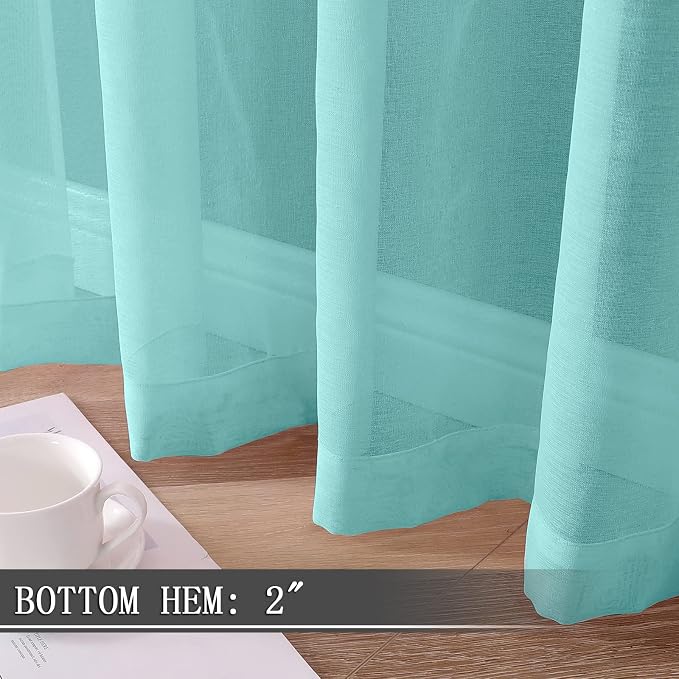 Tollpiz Sheer Curtains Linen Textured Bedroom Curtain Sheers Light Filtering - Image 4