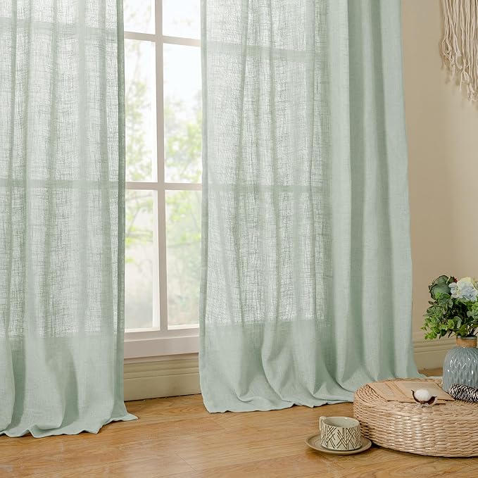 LAMIT Sheer Linen Curtains 63 inches Long - Image 9