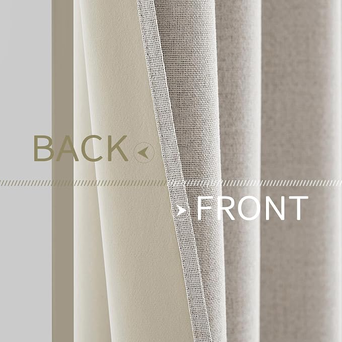 MIULEE Linen Textured Curtains for Bedroom Solid 100% Blackout Thermal - Image 6