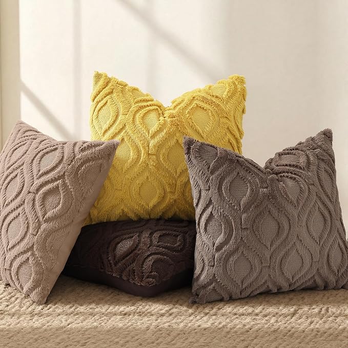 decorUhome Throw Pillow Covers 12x20 Inch Set of 2, Soft Plush Faux Wool Light - Image 5
