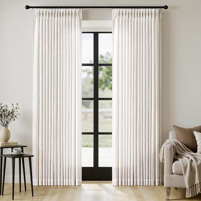 MIULEE Extra Wide 60 Inch Width Pinch Pleated Thick Linen Curtains 90 Inches by MIULEE