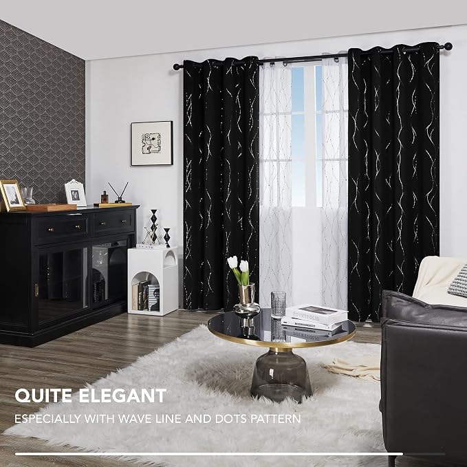 Deconovo Black Blackout Curtains, Thermal Insulated Noise‑Reduced Grommet Drapes - Image 7