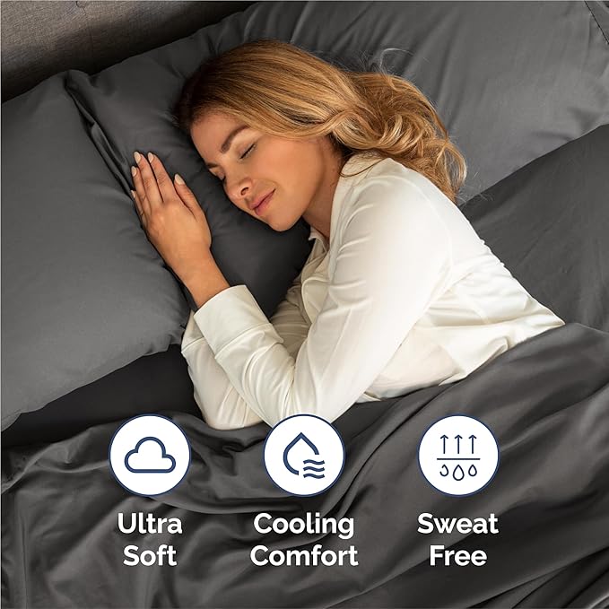 Split King Size 5 Piece Sheet Set - Comfy Breathable & Cooling Bed Sheets Set - Hotel Luxury Bedding for Women, Men, Kids, Teens, Boys & Girls - Deep Pockets, Soft, Wrinkle Free - Oeko-Tex - Charcoal