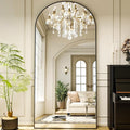 78"x38" Arched Full Length Mirror Floor Mirrors with Aluminum Alloy Frame Free-Standing Wall Mounted Floor Mirrors or Large Dressing Mirror, Black Mirror Full Length