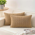 Pack of 2 Corduroy Decorative Throw Pillow Covers 12x20 Inch Soft Striped by Unknown