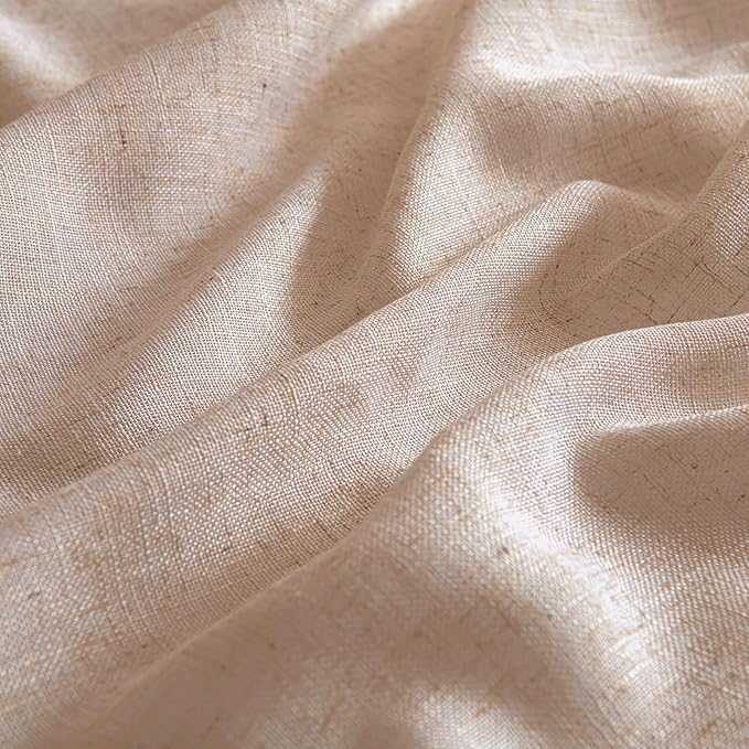 MIULEE Natural Beige Linen Curtains 90 Inch Long 2 Panels - Image 4