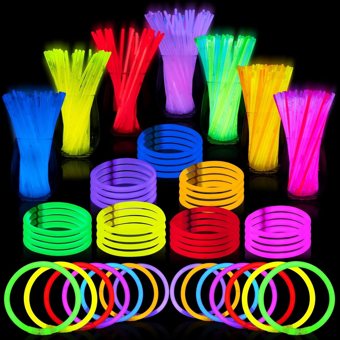 JOYIN 1000 Pcs 8" Glowsticks, Halloween Supplies Pack, Bracelets Necklaces, Glow in the Dark Party Favors, Easter, Christmas, Football Party Supplies