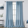 2 Panels Set Dusty Blue Linen Curtains 105 Inches Long by Nanspring